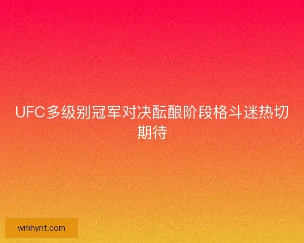UFC多级别冠军对决酝酿阶段格斗迷热切期待