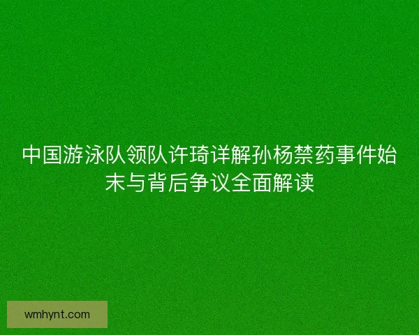 中国游泳队领队许琦详解孙杨禁药事件始末与背后争议全面解读